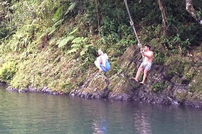 Half-Day Rainforest Tour with Transport from San Juan - River pool time: swimming, rope swing, and cold-water reality