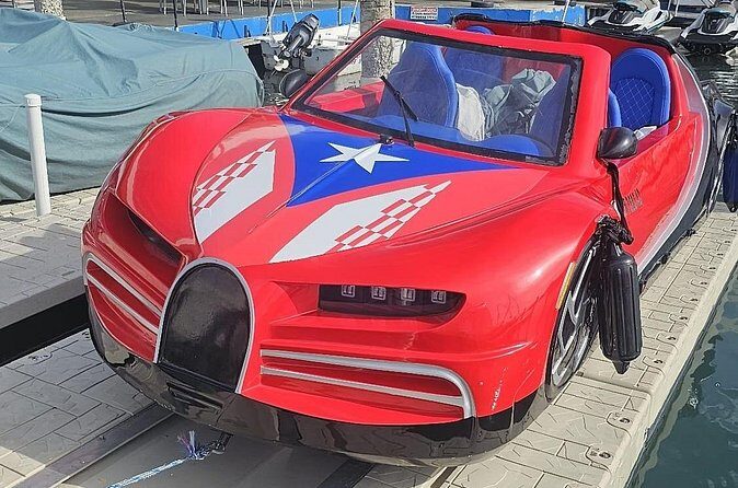 San Juan Watersports Car Rentals Red Bugatti - The 30-minute jet car route and why the landmarks matter